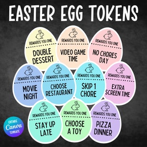 Easter Egg Tokens, Editable Easter Egg Coupons. Printable Easter Egg Coupons for Kids, Easter Coupons for Kids, Easter Egg Hunt Printable