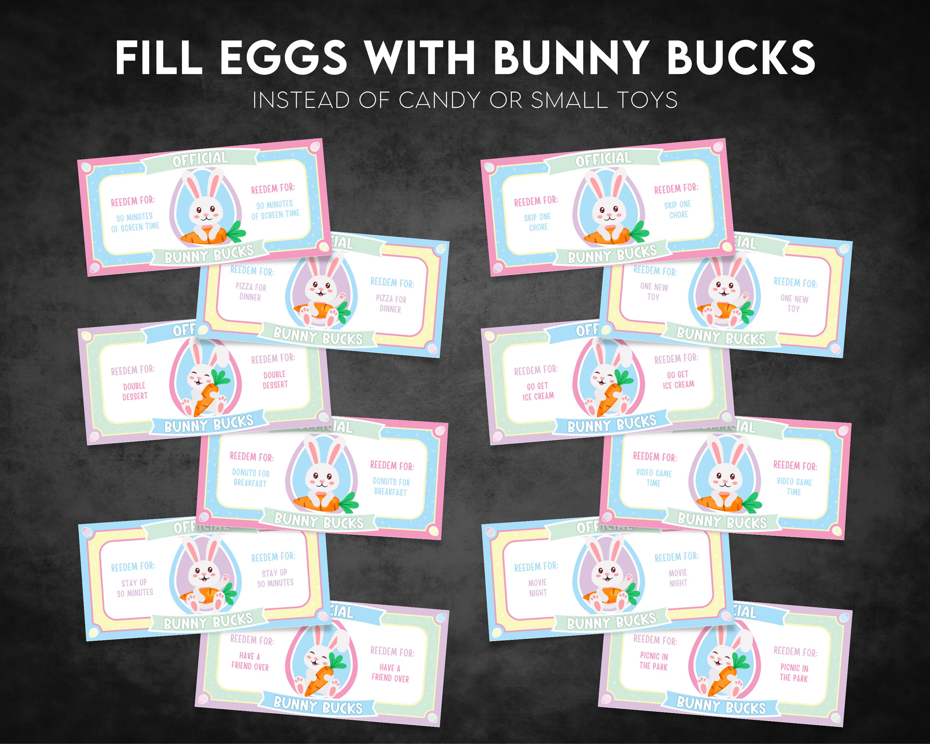 Easter Bunny Bucks Printable, Easter Play Money, Easter Egg Filler ...