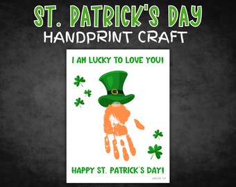 St Patricks Day Handprint Art, Handprint Craft, St Patrick's Day Craft, Memory Keepsake, Handprint Art for Kids Toddlers Baby Preschool