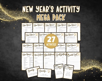 Silvester Spiel Bundle, druckbare Spiele, Silvester Aktivität, Silvester Party, Silvester Party Spiele für Kinder und Erwachsene