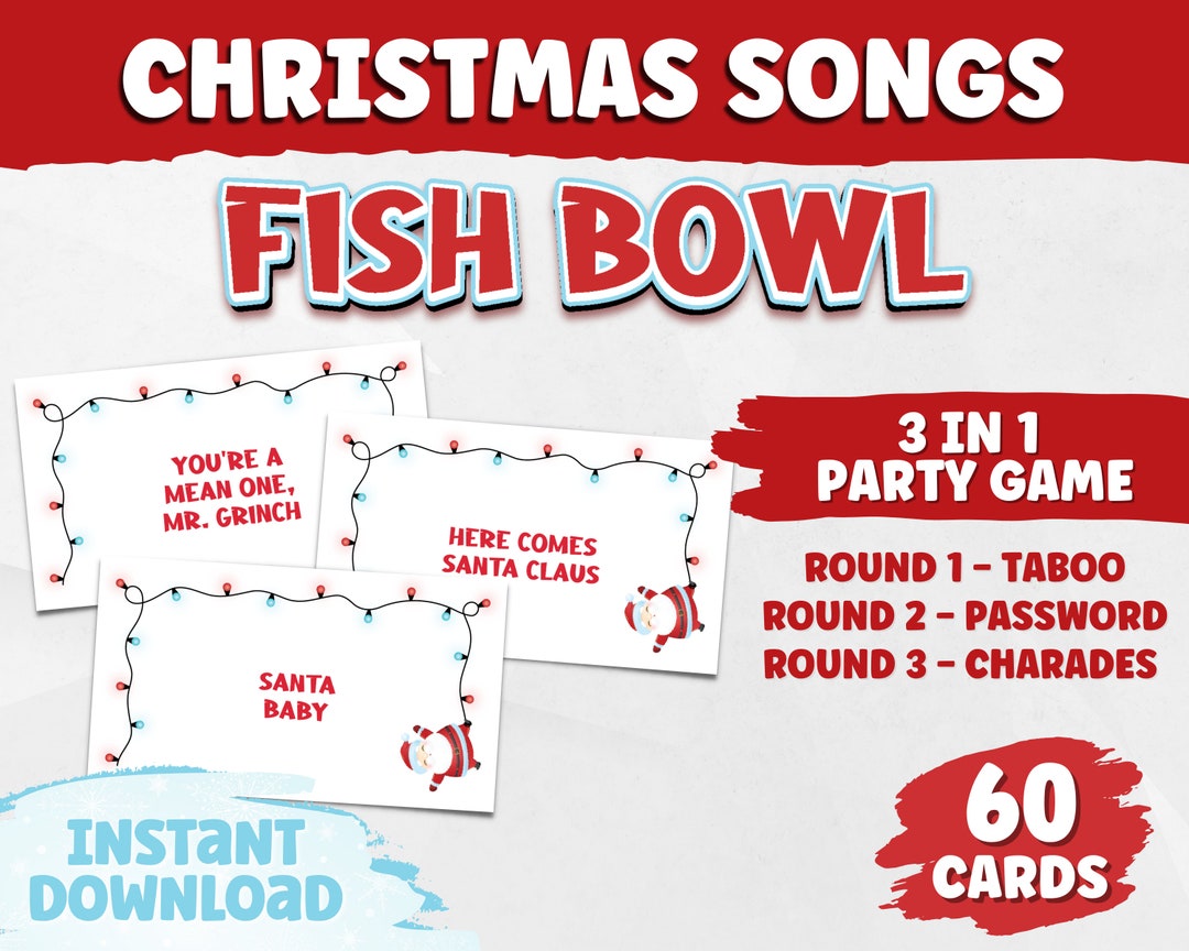 Christmas Song Fish Bowl Game Christmas Carol Game Printable Christmas