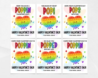 Pop It Valentine's Day Cards, Printable Valentine's for Kids, Kids Valentine's Cards, Valentine's Day Gift Tags, Class Valentine's Cards