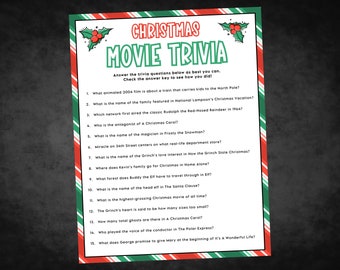 Christmas Movie Trivia Game, Christmas Printable Game, Christmas Family Game, Christmas Party Game, Christmas Game Adult and Kid, Friendsmas