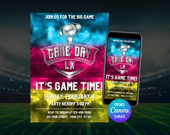 The Big Game Party Invitation 2026, Editable Invite, Digital Invite, Football Invitation, Mobile Invite, Party Invite