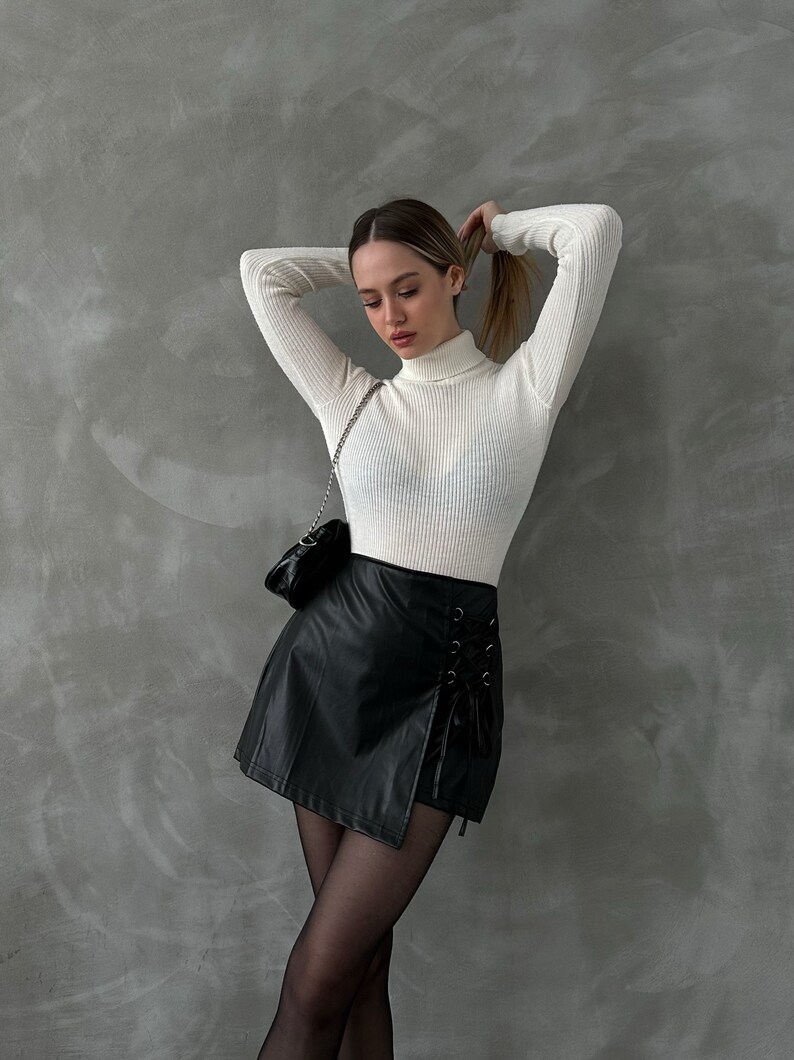 Faux Leather Skirt, Short Skirt,black Short Skirt - Etsy