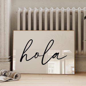 Hola Spanish Print, Printable Trendy Spanish Quote Wall Art, Hello In Spanish, Welcome Sign Print, Entryway Wall Art