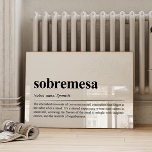 Sobremesa Definition Wall Art, Printable Spanish Word Art Print, Spanish Quote Wall Art, Dining Room Decor, Trendy Spanish Aesthetic Print