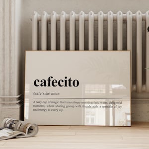 Impression de citation Cafecito, art mural imprimable définition café espagnol, impression de café mignon, cadeau amateur de café, déco cuisine esthétique espagnole