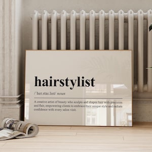 Hairstylist Definition Wall Art, Printable Hair Salon Decor, Hairstylist Gift, Gift For Hairstylist, Hairdresser Print