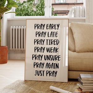Christian Prayer Wall Art, Printable Prayer Room Wall Decor, Christian Pray Quote Print, Positive Christian Quote Print, Scripture Wall Art