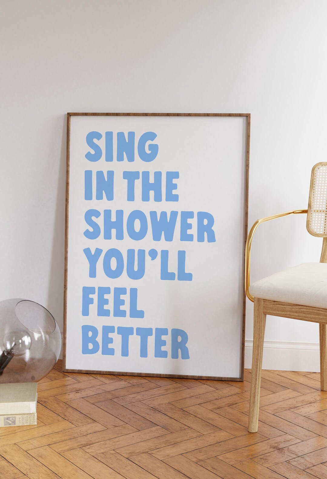 Light Blue Bathroom Wall Art, Printable Funny Bathroom Quote Print