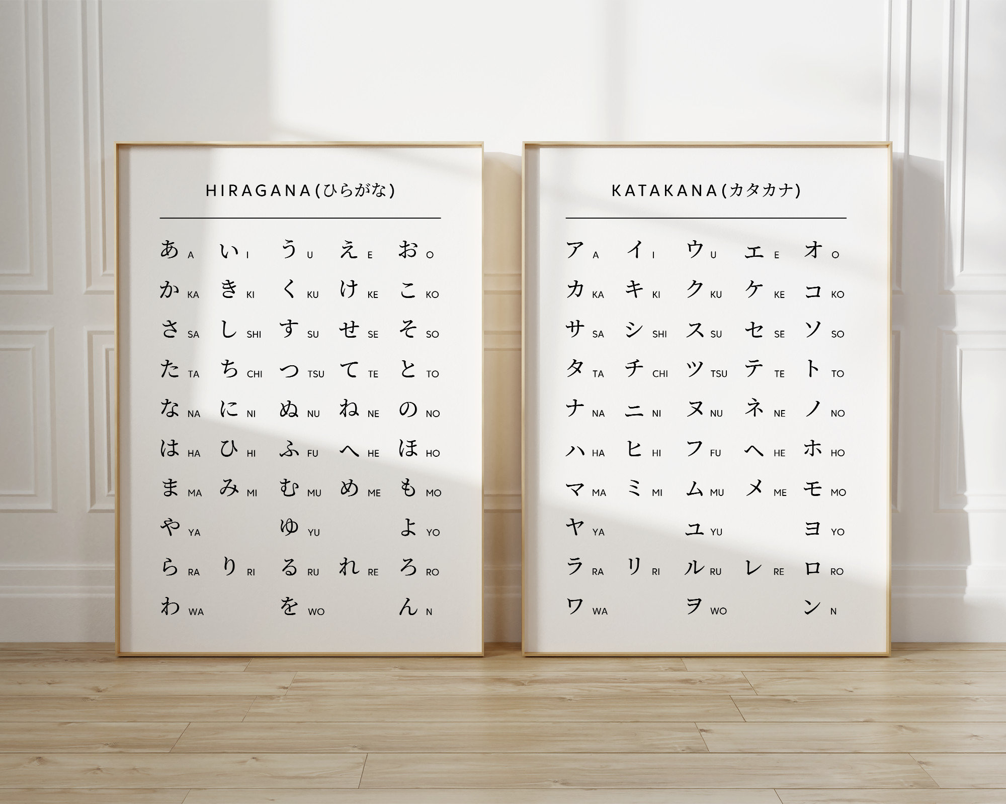 Japanese Alphabet Set of 2 Wall Art, Printable Hiragana Wall