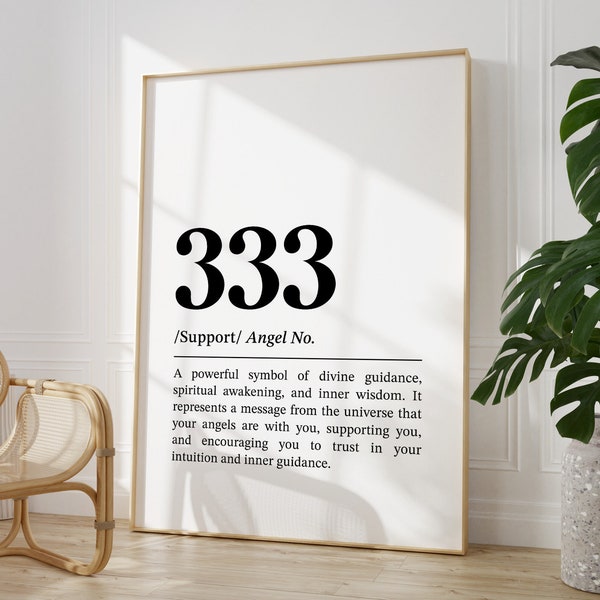 Angel Number 333 Wall Art, Printable Law Of Attraction Wall Decor, Trendy Spiritual Art Print, Manifestation Poster, Angel Numbers Print