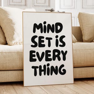 Mindset Is Everything Print, Printable Motivational Classroom Wall Art, Inspirational Home Office Quote Print, Positive Workspace Decor