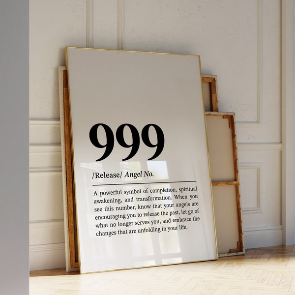 Angel Number 999 Wall Art, Printable Law Of Attraction Wall Decor, Trendy Spiritual Art Print, Manifestation Poster, Angel Numbers Print