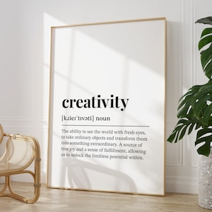 Creativity Definition Art Print, Printable Inspirational Quote Wall Art, Classroom Wall Decor, Motivational Poster, Dictionary Print