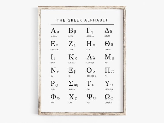 greek alphabet printable wall decor greek letters art print etsy