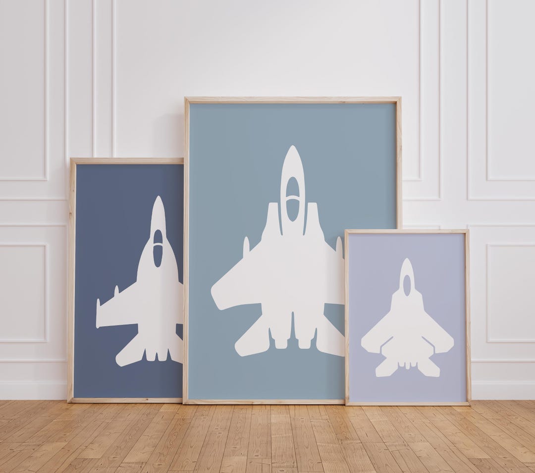 Pastel Jet Plane Wall Art, Printable Airplane Nursery Set of 3 Prints ...