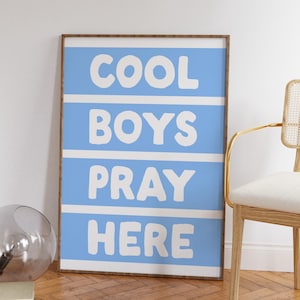 Christian Boys Room Decor, Printable Soft Blue Boys Room Wall Art, Inspirational Quote Print, Christian Playroom Wall Art