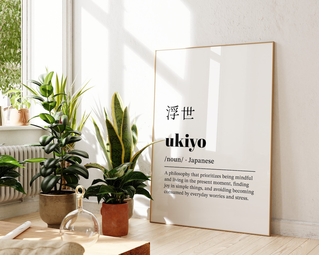 Ukiyo Definition Wall Art, Printable Japanese Word Definition Art Print