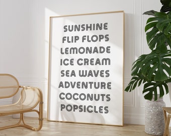 Beach House Summer Print, Modern Summer Printable, Summer Wall Art