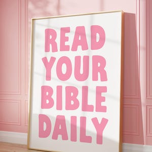 Pink Christian Nursery Art Print, Printable Cute Bible Wall Art, Pink Girls Room Decor, Girly Quote Wall Art, Inspirational Quote Print