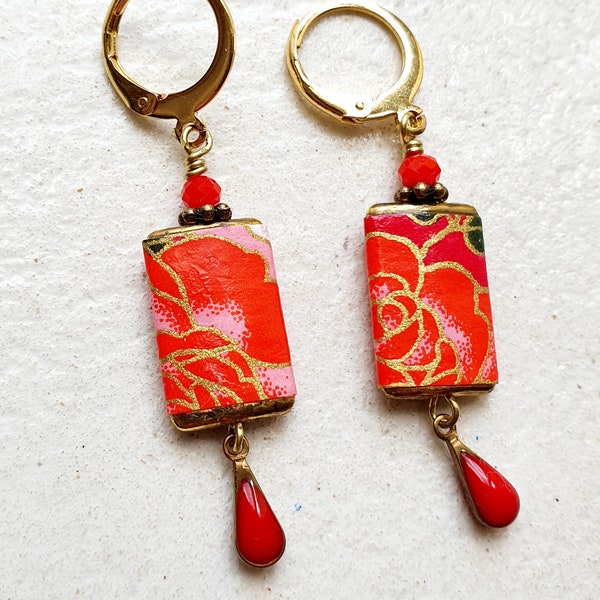 Boucles d'oreilles en papier japonais