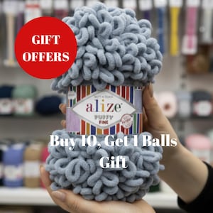 Alize Puffy Fine Yarn: zacht lusgaren van micropolyester voor knutselen zonder naald