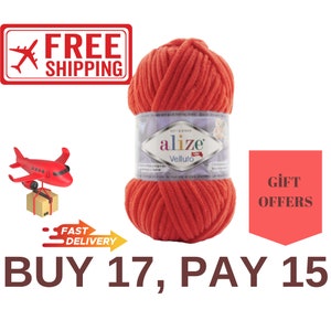 Alize Velluto Yarn | Velvet Yarn | Plush Yarn | Knitting Yarn | Baby Blanket | Crochet Yarn | Baby Blanket Yarn | Chenille Yarn |Winter yarn