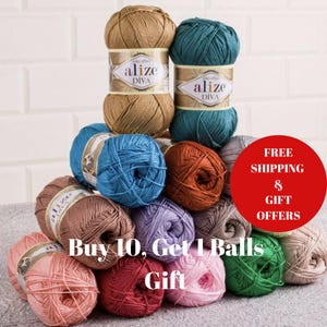 Alize Diva yarn, 4 ply Acrylic Water Repellent Crochet Knitting Summer Bikini Amigurumi Lingerie silky effect Sport Yarn, Knit Smooth fiber