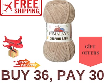 Amigurumi Doll Yarn | Himalaya Dolphin Baby | Bulky Velvet Yarn | Chenille Yarn | Velour Yarn | Softest Baby Yarn | Animal Yarn