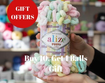 Hilo Alize Puffy Color: Hilo de micropoliéster suave para manualidades