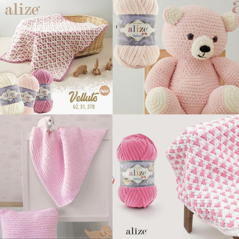 Alize Velluto Yarn Velvet Yarn Plush Yarn Knitting Yarn Baby Blanket