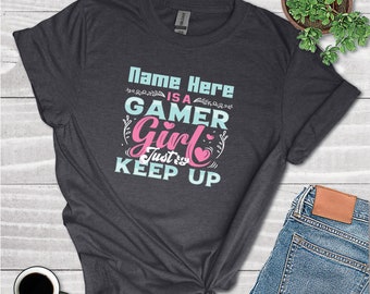 Gamer Girl Short-Sleeve T-Shirt, Personalized with Your Name or Gamertag. Makes a Great Gift for any Gamer!