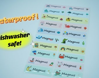 Custom Waterproof Kids Name Stickers: Dishwasher Safe