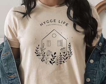 Hygge Clothing, Folk Art Tshirt, Cottagecore Tee, Denmark Shirt, Aesthetic Clothing, Womens Cozy T-Shirts, Cozy Shirt, Hygge Life, Hygge