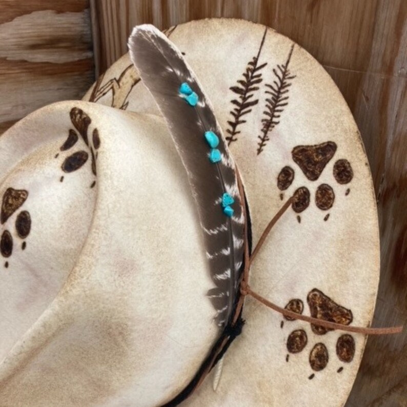 Cowboy Hat Feather Men Turquoise Turkey Feather Turquoise Hat Etsy