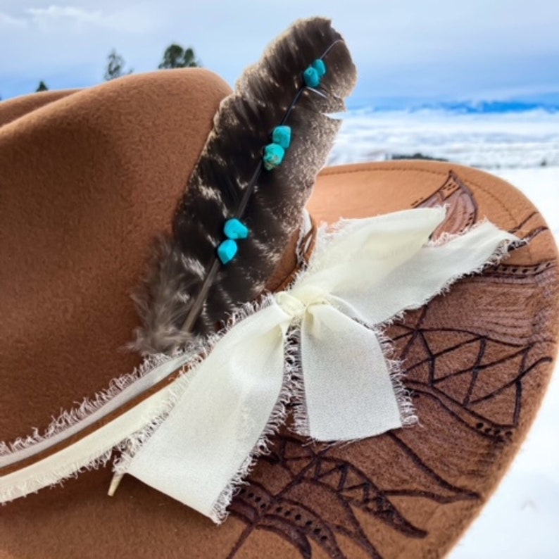 Cowboy Hat Feather Men Turquoise Turkey Feather Turquoise Hat Etsy