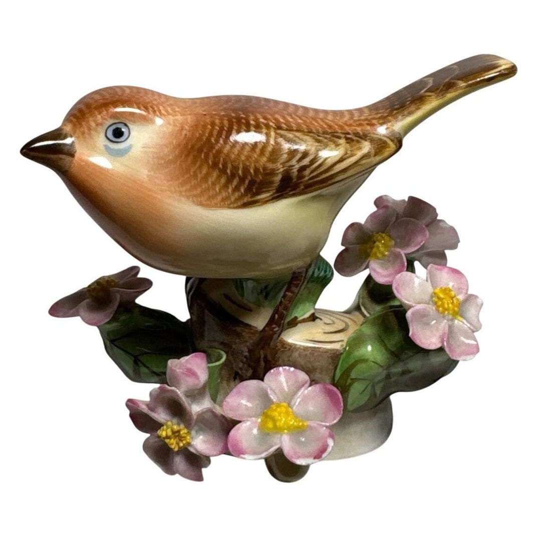 Herend Hungary Handpainted Porcelain Bird Figurine Pink