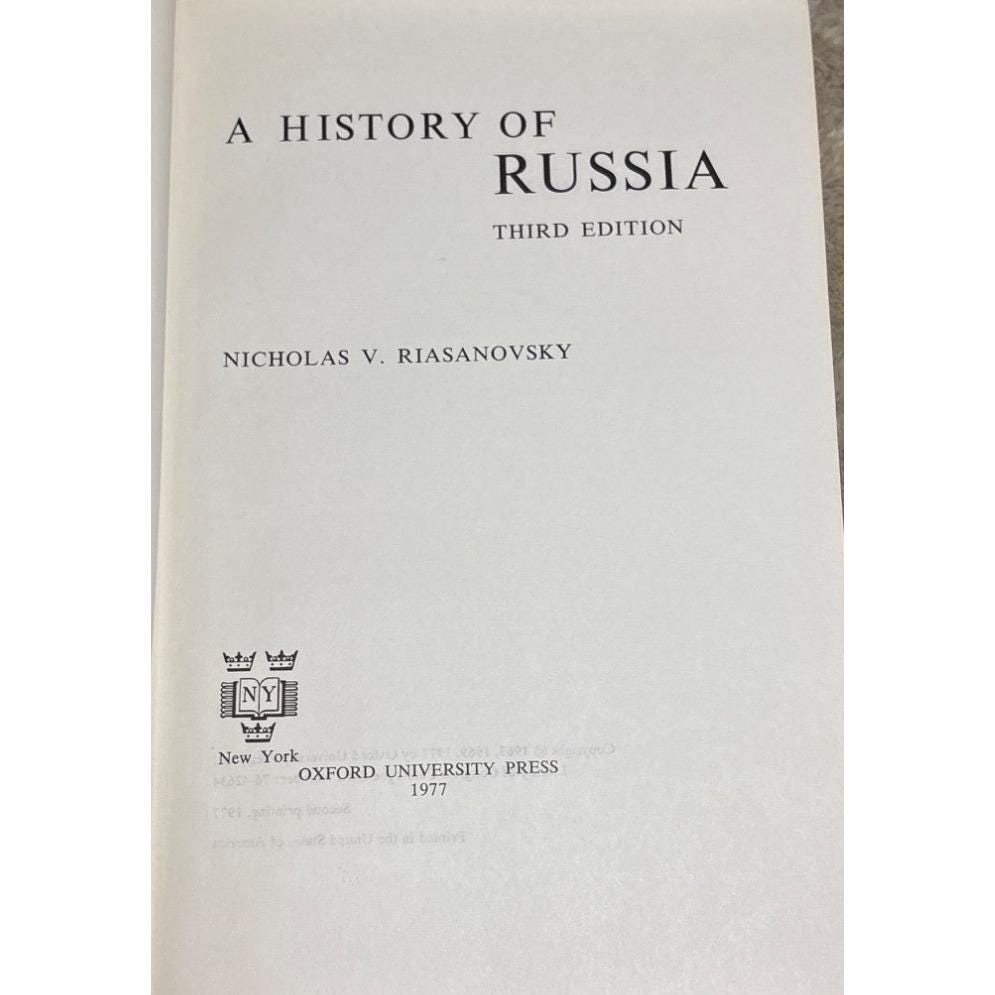 A History of Russia Third Edition by Nicholas V. Riasanovsky