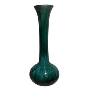 Wazon Blue Mountain Pottery Tall Bud 11" z zieloną glazurą kapiącą Ceramic Canada MCM