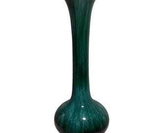 Blue Mountain Pottery Hög Budvas 30 cm Grön Droppglasyr Keramik Kanada MCM