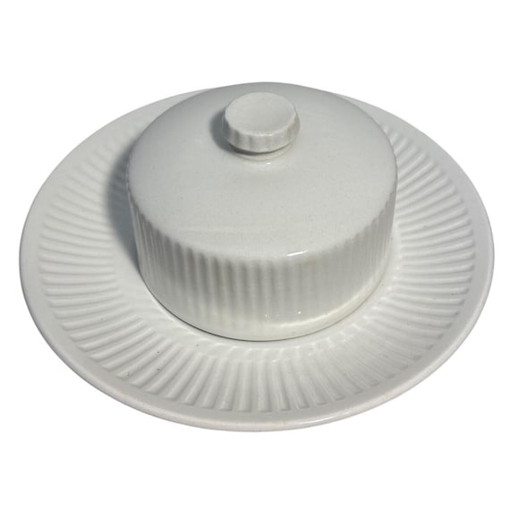 Johnson Bros Athena Ironstone Butter Dish Saucer White Ribbed - Main Image