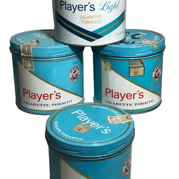 Players & Players Light Tobacco Tin Canister Collectible Set of 4 Vintage Cigarette