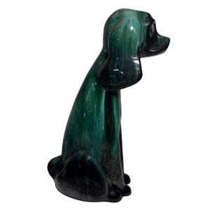 Blue Mountain Pottery Dog Puppy Figure 13.5" Large Green Black Drip Canada MCM
