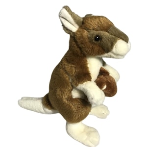 1986 WWF Kangaroo Plush with Joey 9&quot;  Brown White Stuffed Animal Realistic