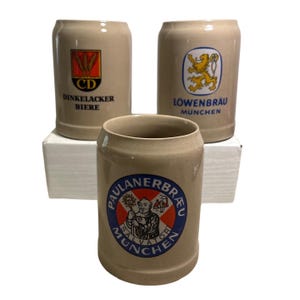 GERZ Bierstein Set 0,5L Löwenbräu Paulaner Dinkelacker München Steingut