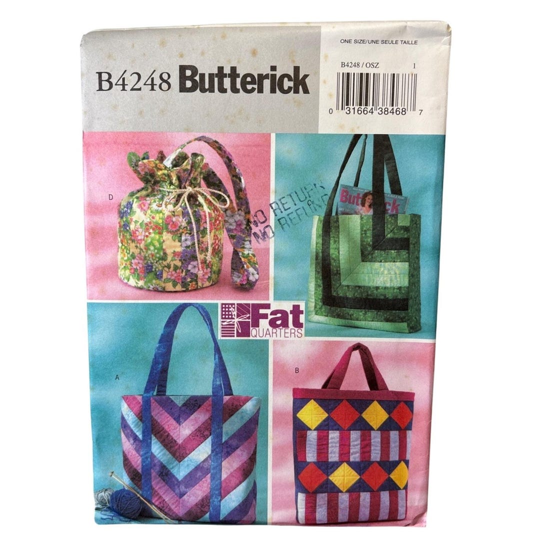Fat Quarter Tote Bags Sewing Pattern Sewing Pattern Butterick B4248 - Etsy