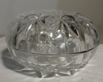 Crystal Cut Powder Box Jewellery Trinket Box With Lid 4 X 2.5 Vintage