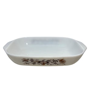 Pyrex England Rectangle Casserole Dish Brown Vine MCM11 x 9&quot; Handles Vintage